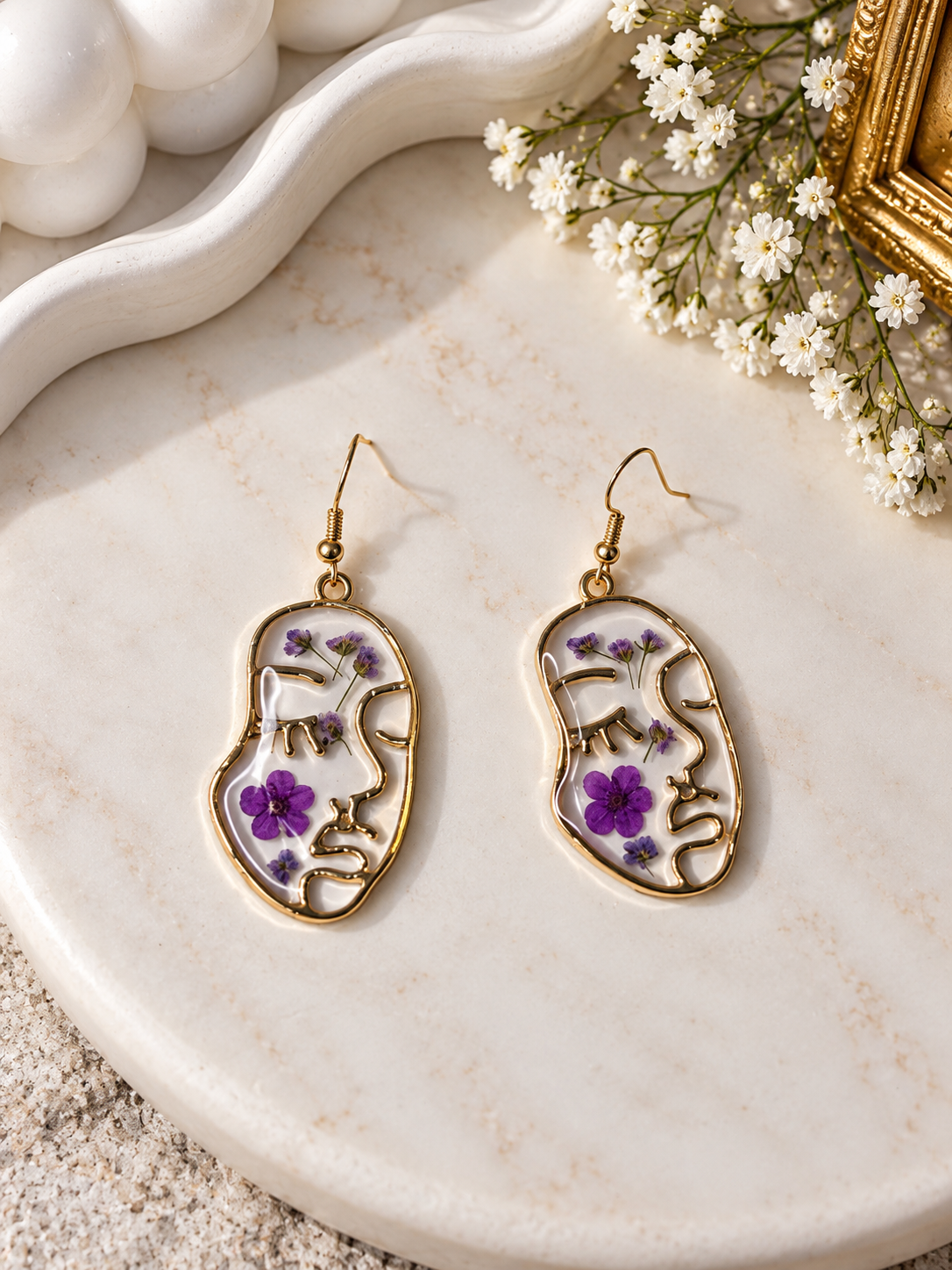 Violet Muse Pressed Flower Earrings