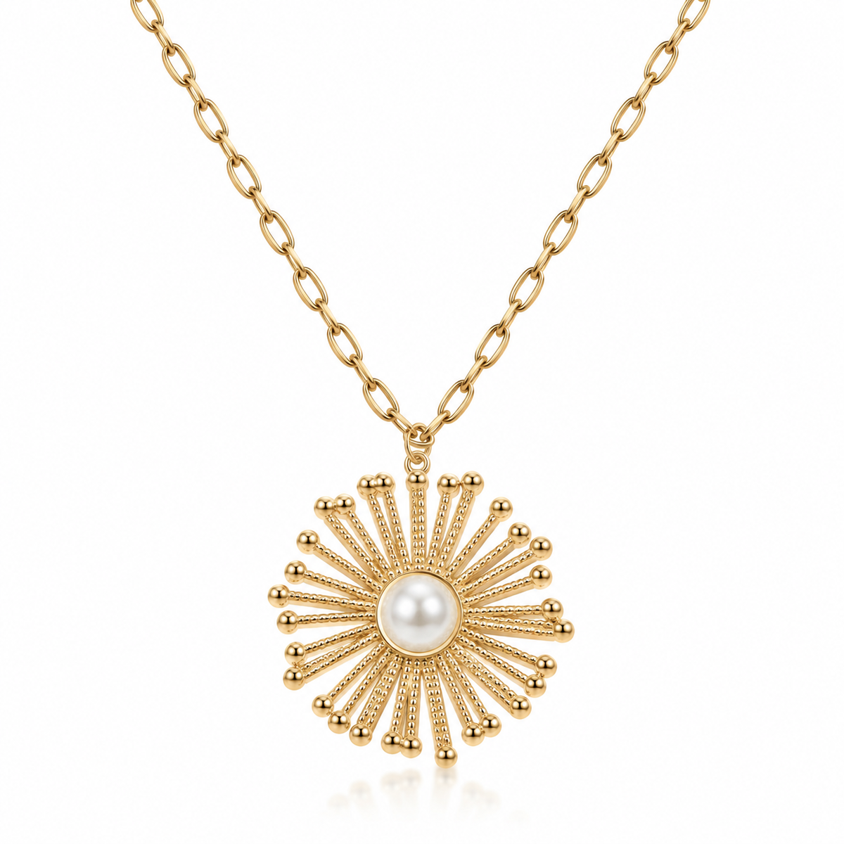 Golden Hour Pearl Sunburst Necklace