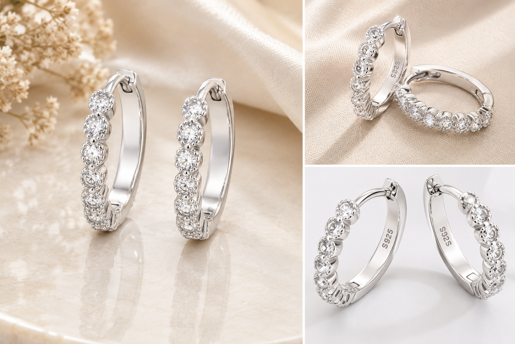 Everyday Sparkle Sterling Silver Hoops
