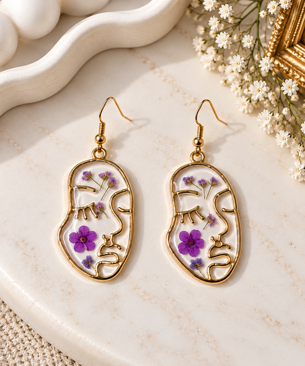 Violet Muse Pressed Flower Earrings