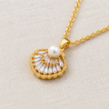 The Titanium Pearl Fan Necklace