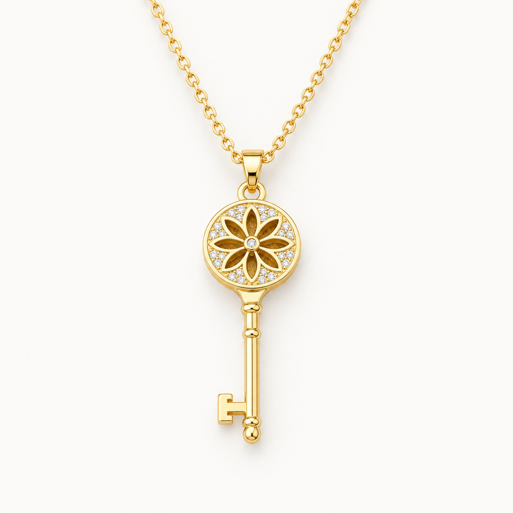 The Good Things Ahead Key Necklace – 18K Gold-Plated Stainless Steel