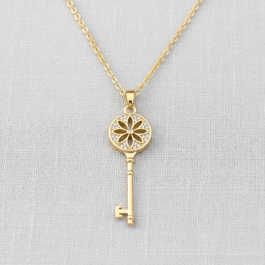 The Good Things Ahead Key Necklace – 18K Gold-Plated Stainless Steel